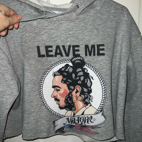 Post Malone Heather grey cropped hoodie - Picture 2 of 4